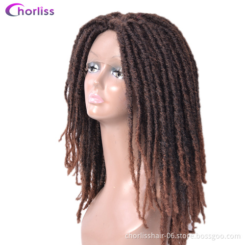 Manufacturer Supplier Synthetic Hair Wigs for Women Dreadlocks Braiding Hair Wig Faux Locs Crochet Braided Lace Frontal Wig